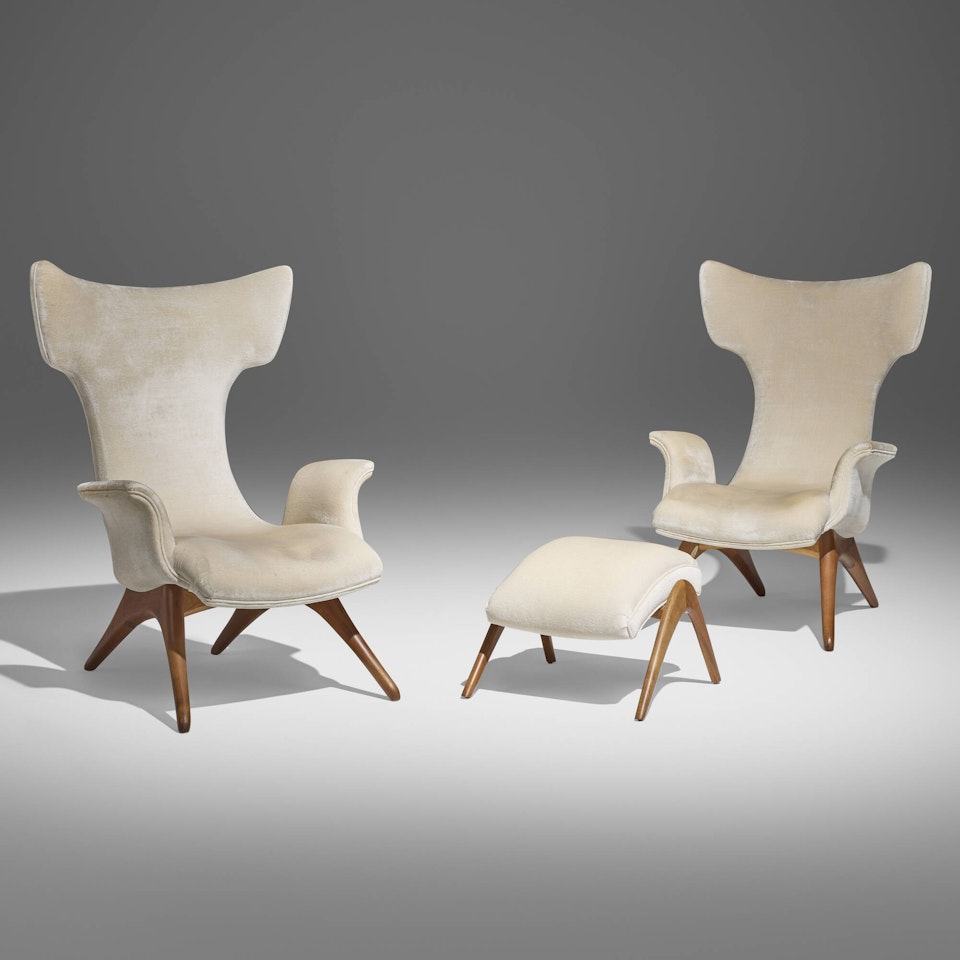 Odine chairs, pair and ottoman by Vladimir Kagan