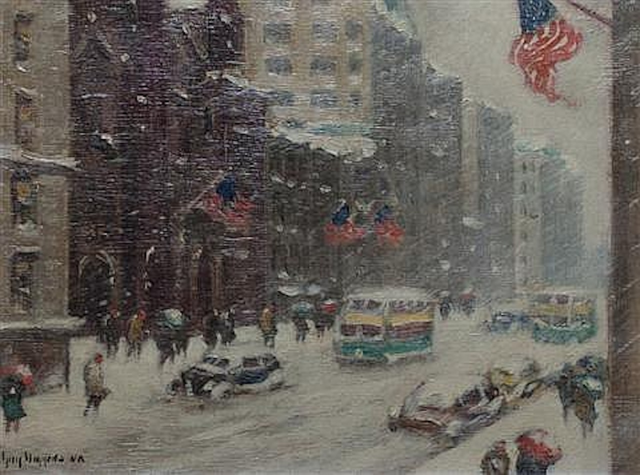 5TH AVE. AT 55TH STREET - LOOKING NORTH by Guy Carleton Wiggins