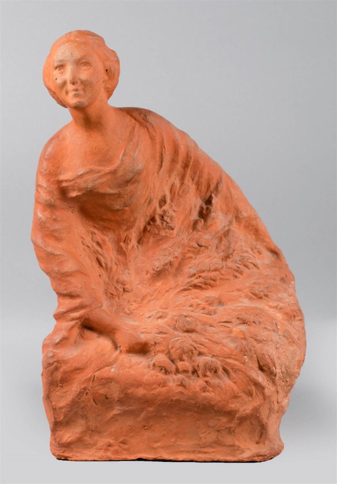 TERRACOTTA FIGURE OF WOMAN WITH FLOWERS by French School