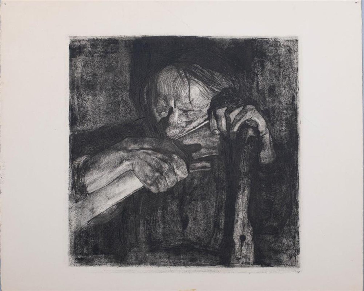 BEIM DENGELN by Kathe Kollwitz