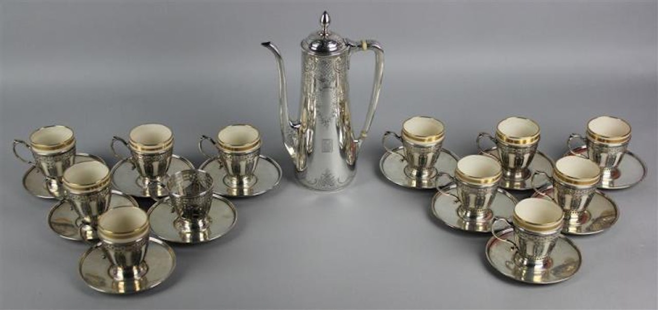 SILVER ASSEMBLED DEMITASSE SET by Tiffany & Co.