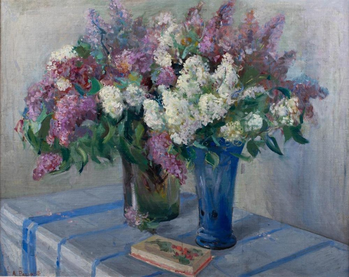 STILL LIFE OF LILACS by Russian School