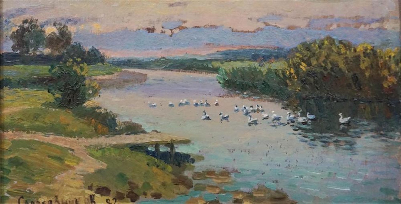 SUNSET BY THE STREAM by Russian School