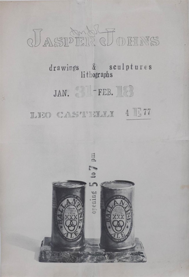 EXHIBITION PROMOTIONAL MAILER for "JASPER JOHNS DRAWINGS, SCULPTURES, & LITHOGRAPHS" by Jasper Johns