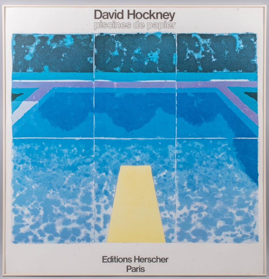 PISCINES DE PAPIER - DAY POOL WITH THREE BLUES by David Hockney