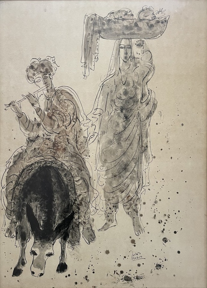 The flutist and his family by Reuven Rubin