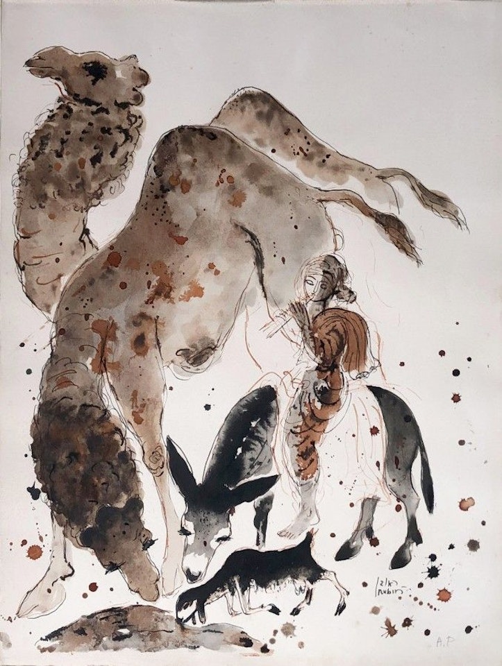 Shepherd Plays the Flute by Reuven Rubin