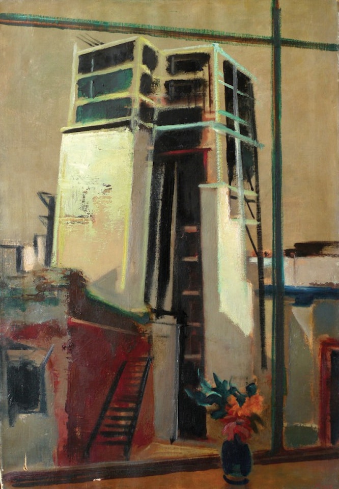 Construction Scene with Flower Pot by Joseph Floch