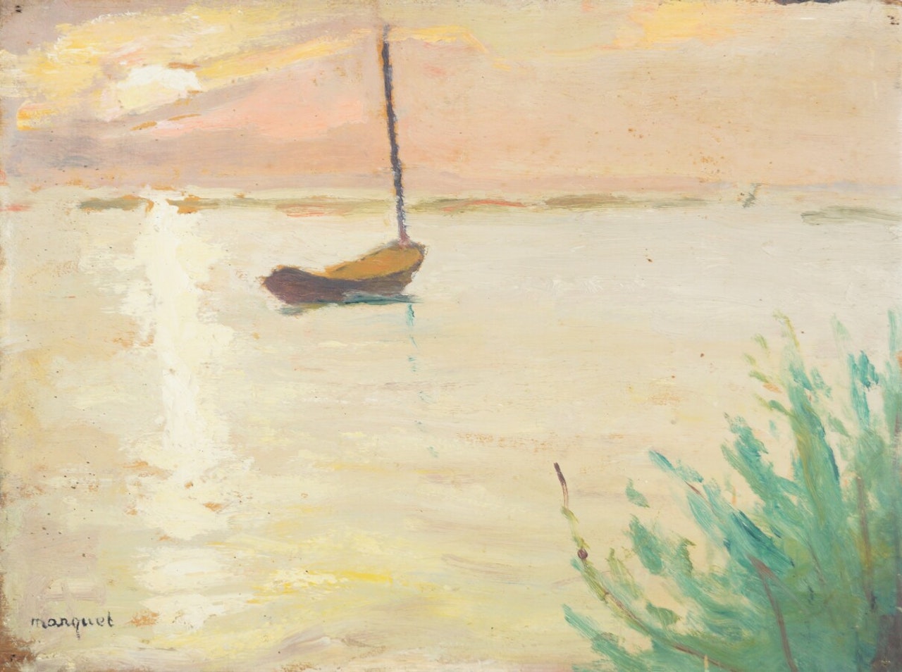 "Barque au soleil couchant" by Albert Marquet