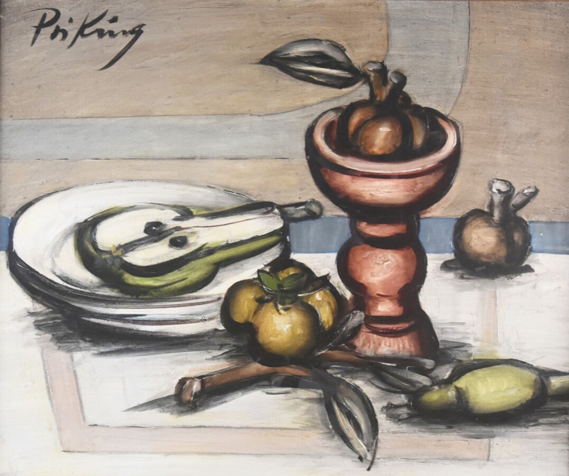 "Still life with pear and chalice" by Franz Priking