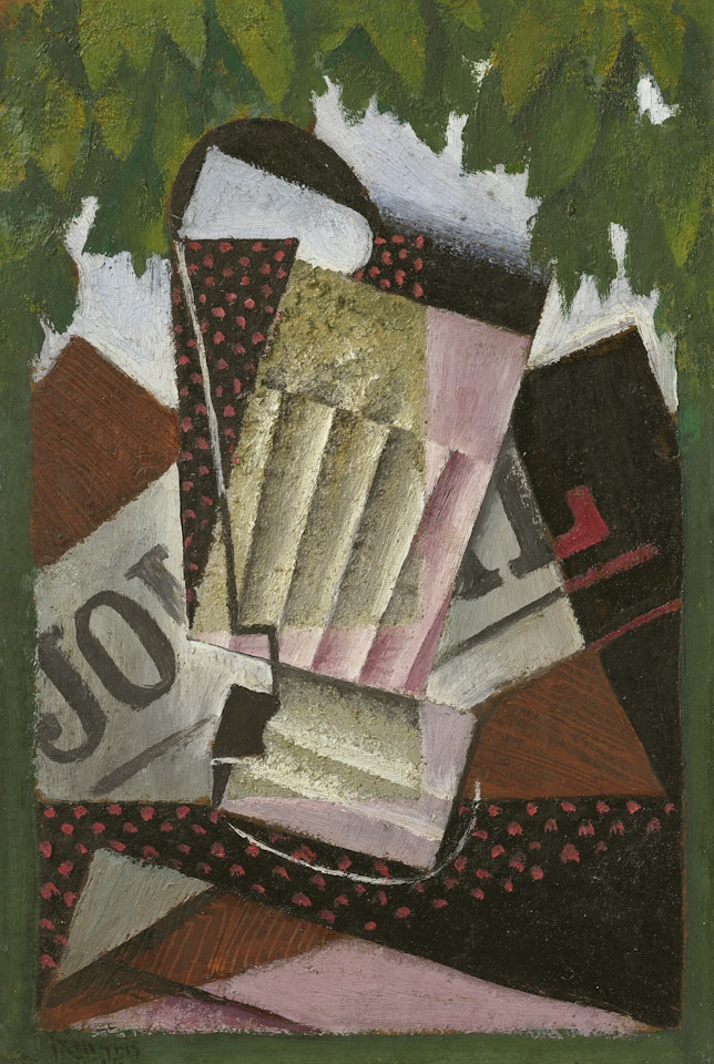 Verre, journal et feuillage by Juan Gris