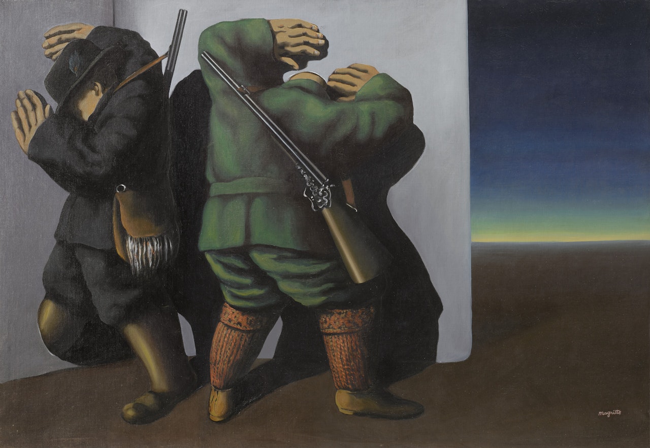 Les chasseurs au bord de la nuit by René Magritte