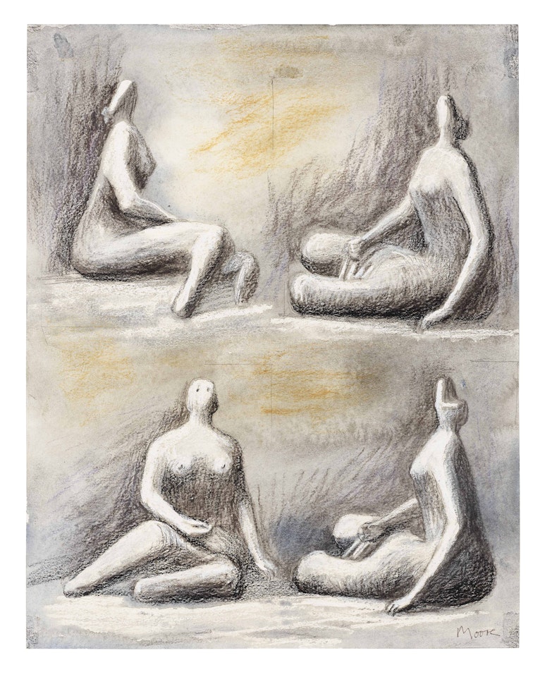 Drawing for Seated Sculpture: Four Views by Henry Moore