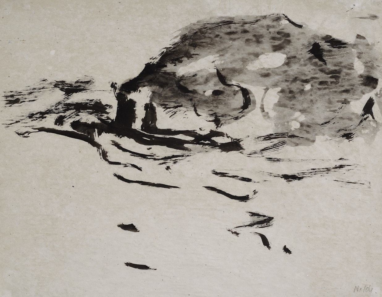 Dampfer mit Rauchwolke by Emil Nolde