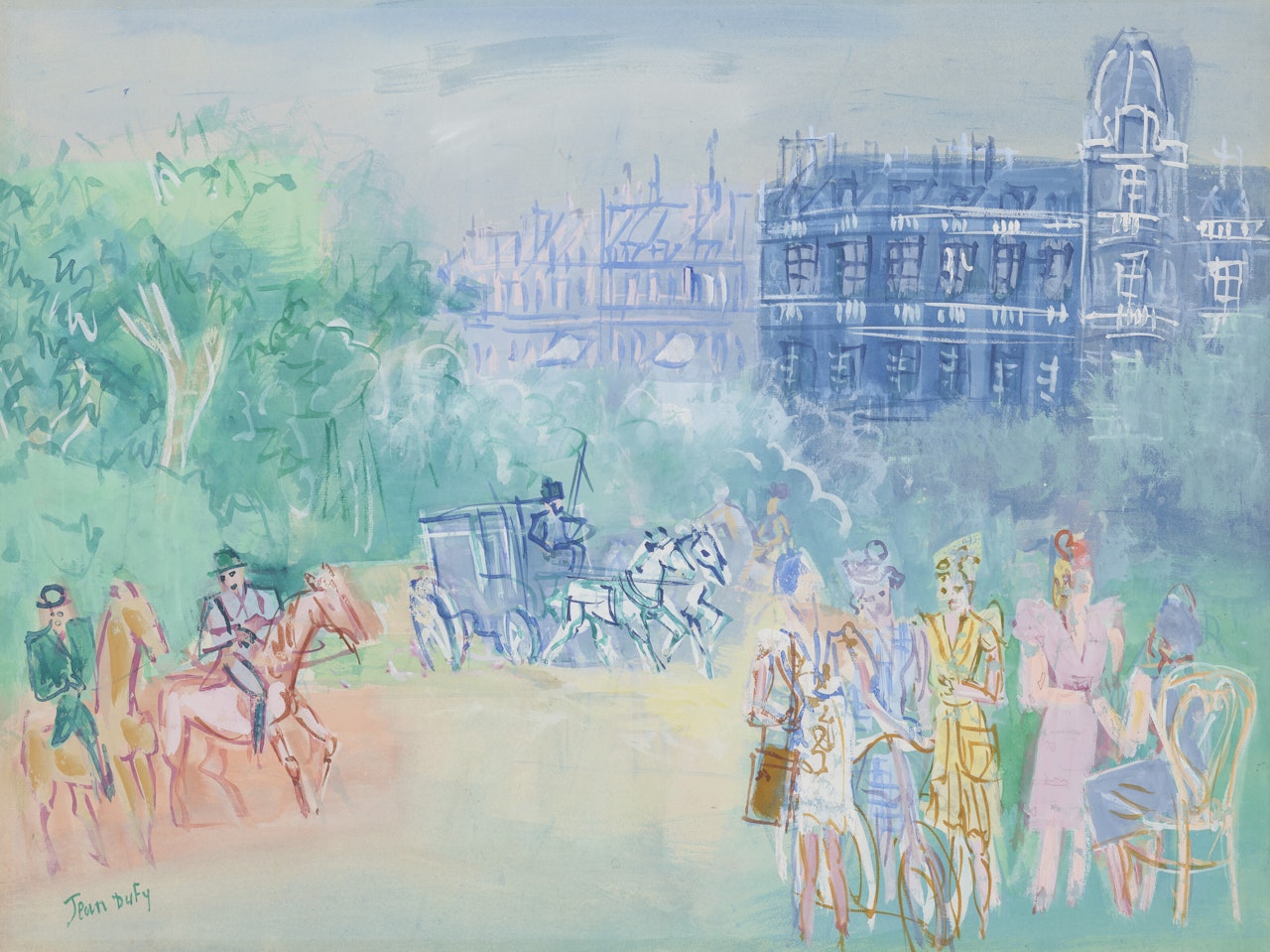 Promenade près du Bois de Boulogne by Jean Dufy