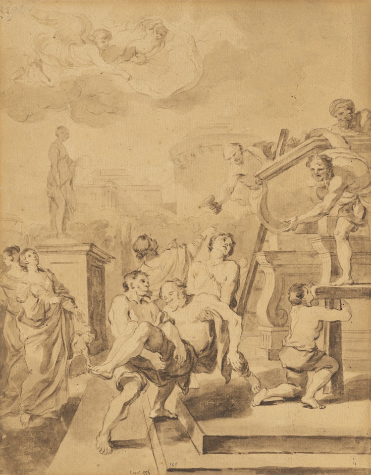 La sépulture de saint André, d"après Matia Preti by Jean-Honoré Fragonard