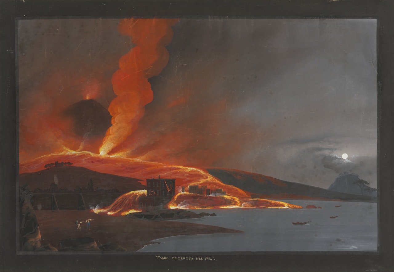 Destruction de la ‘Torre del Greco" lors de l"éruption du Vésuve en 1794 by Neapolitan School