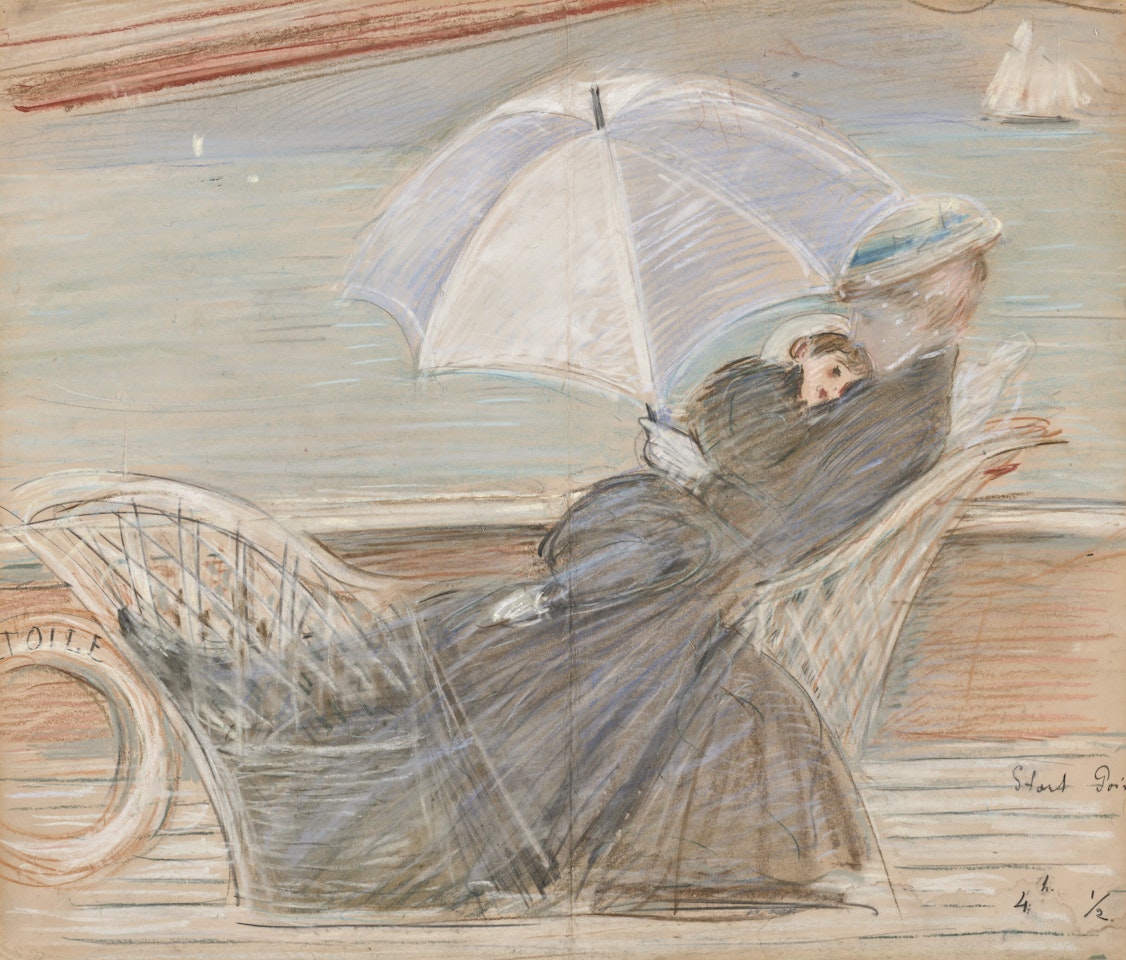 Alice Helleu et son fils Jean sur le yacht Étoile pendant les régates, Cowes by Paul César Helleu