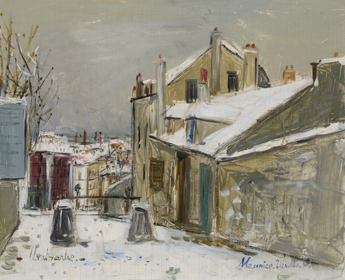 La maison de Mimi Pinson à Montmartre, sous la neige by Maurice Utrillo