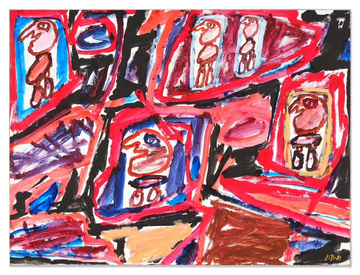 Site avec 5 personnages by Jean Dubuffet
