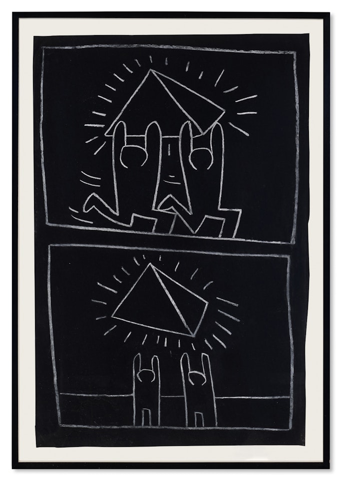 Art in Transit: 31 Subway Drawings; Untitled (Figures Lifting Pyramids) by Keith Haring
