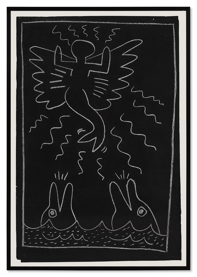 Art in Transit: 31 Subway Drawings; Untitled (Mermaid-Angel and Two Dolphins) by Keith Haring