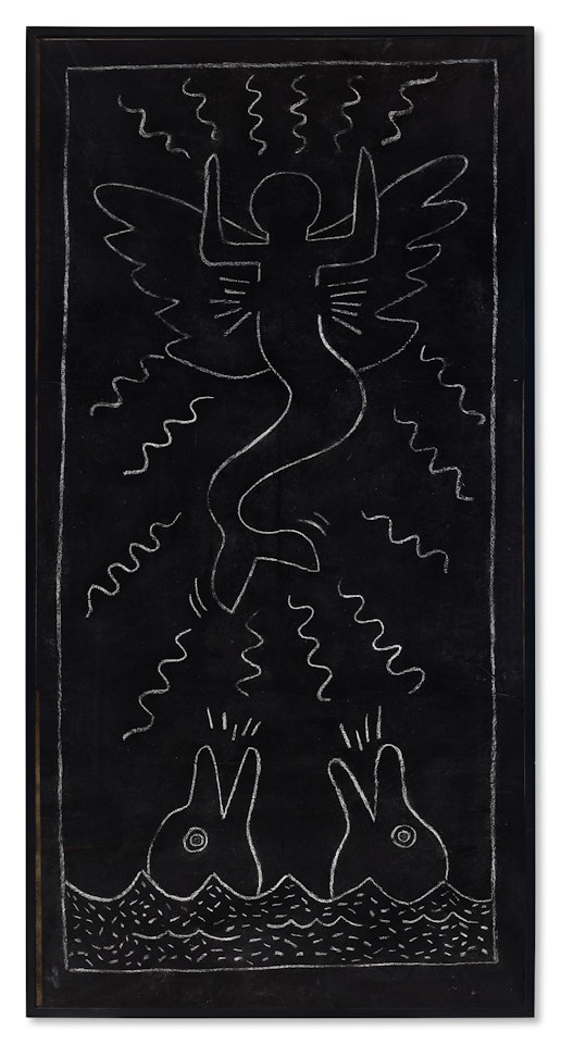 Untitled (Mermaid-Angel and Two Dolphins) by Keith Haring