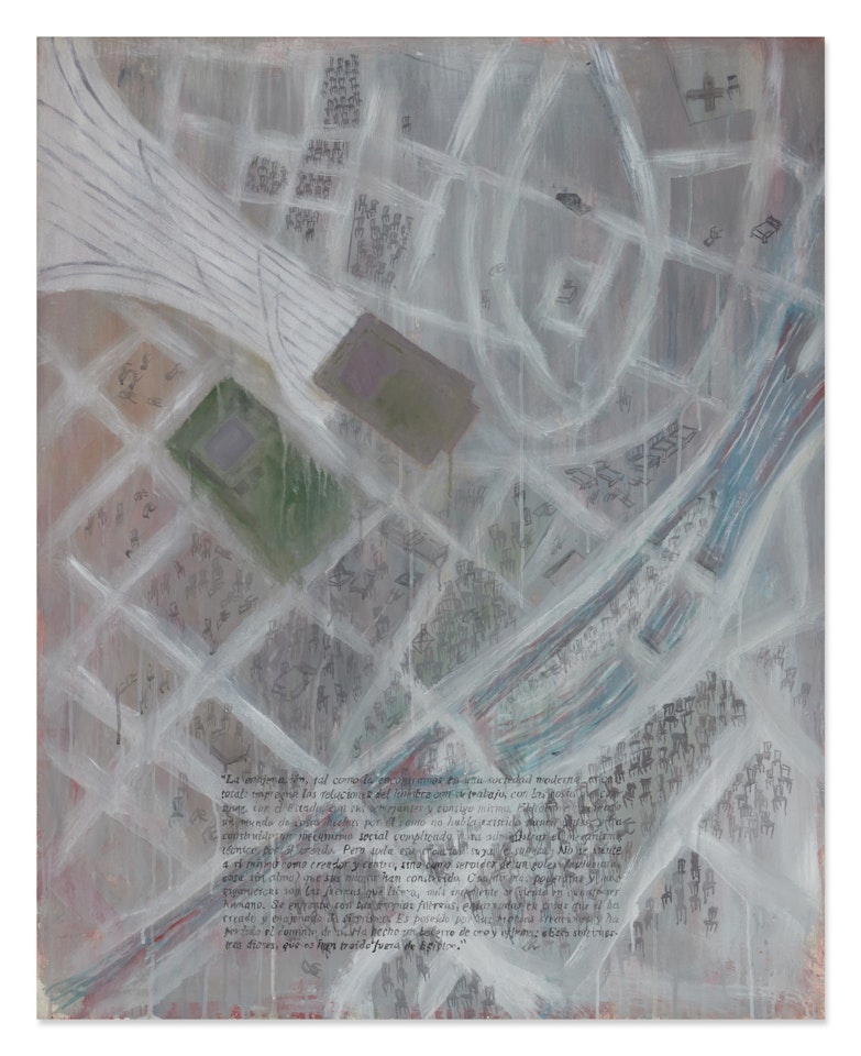 Planta de ciudad con texto by Guillermo Kuitca