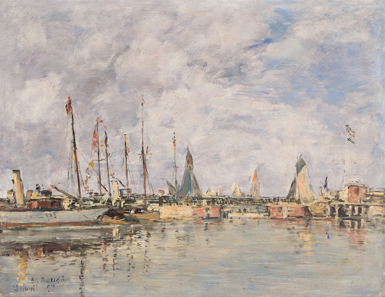 Deauville, le bassin by Eugène Boudin