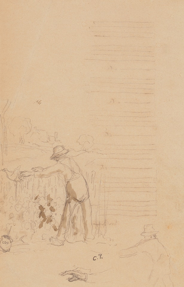 Homme vu de dos; Paysan au poulailler by Camille Pissarro