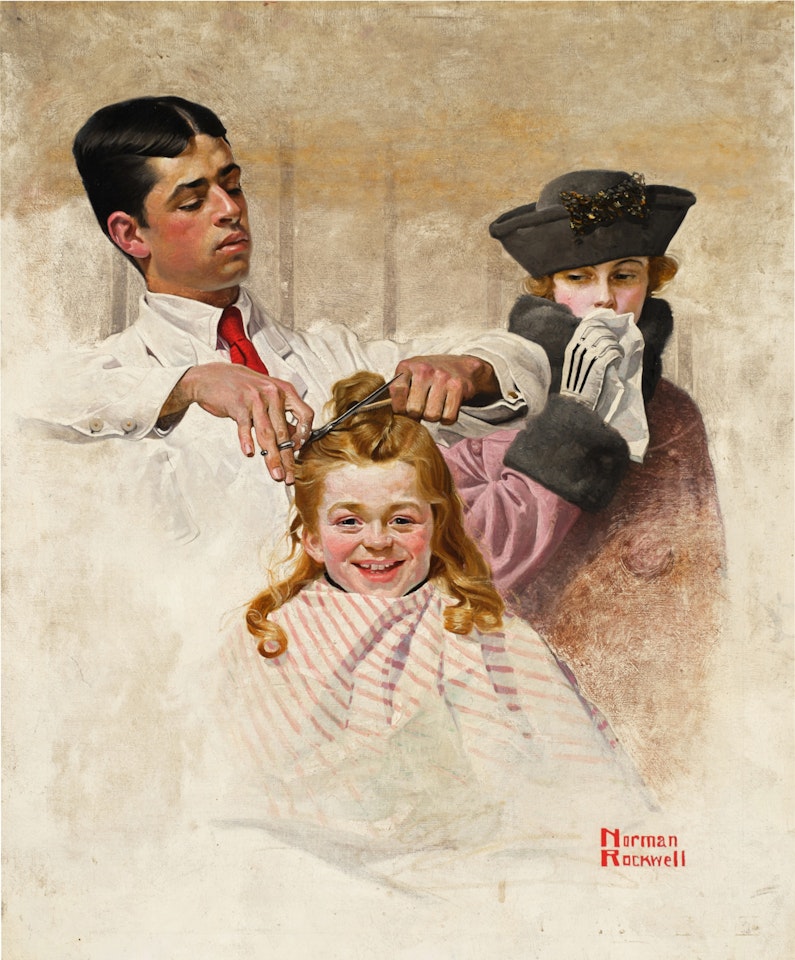 Boy at Barber by Norman Rockwell