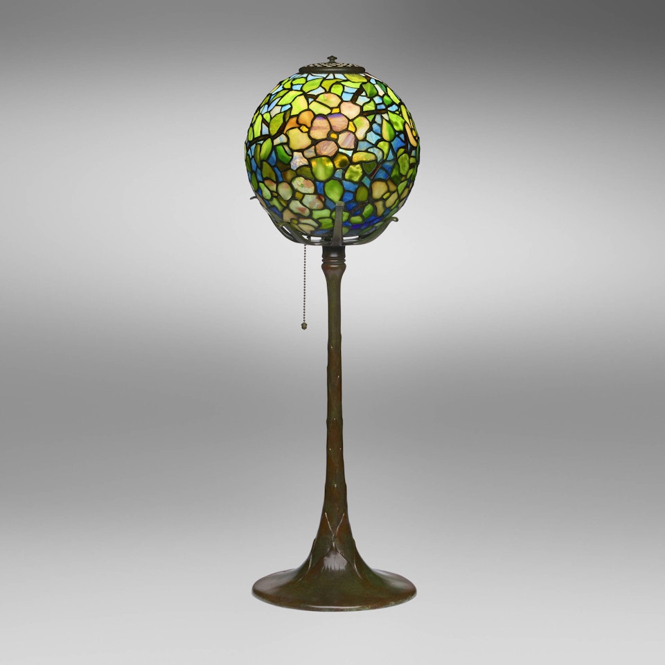 Rare Dogwood ball lamp by Tiffany Studios