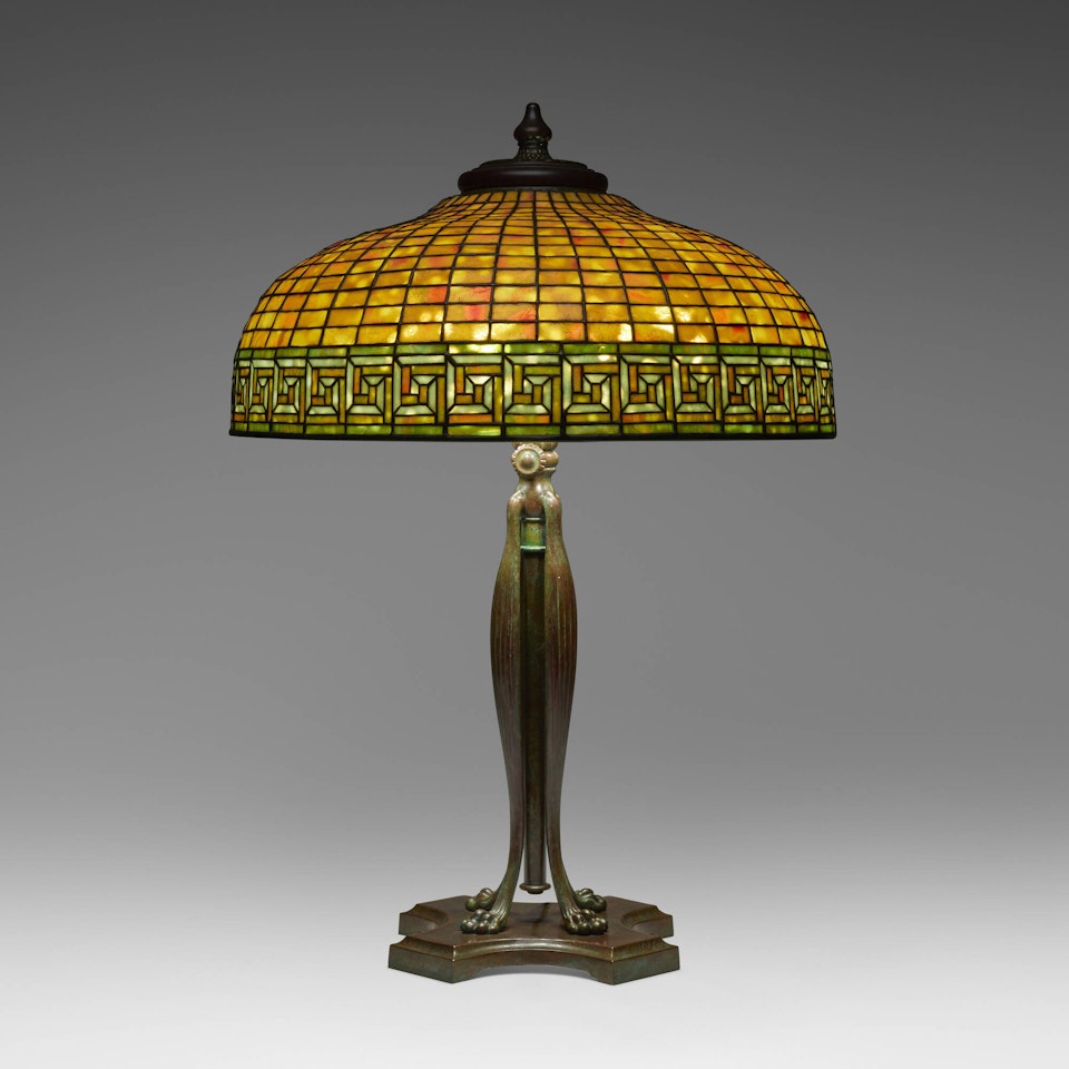Dichroic Greek Key table lamp by Tiffany Studios