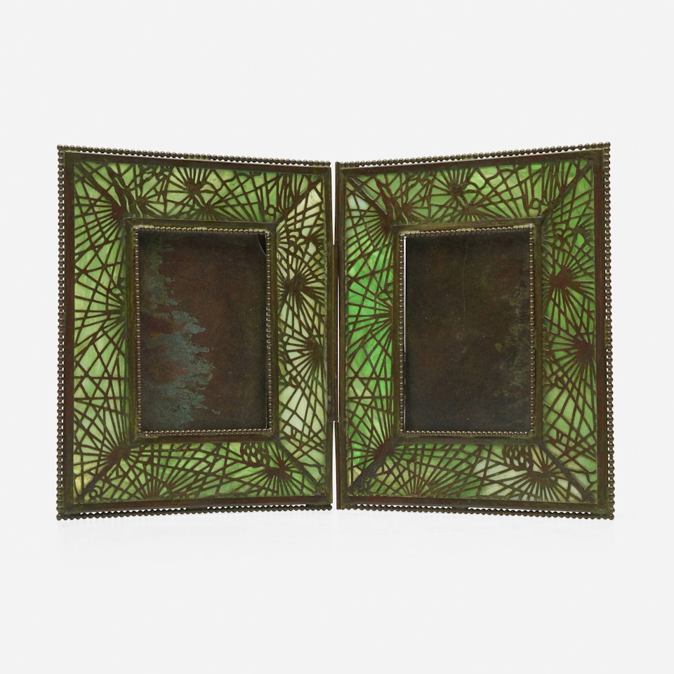 Pine Needle double picture frame by Tiffany Studios