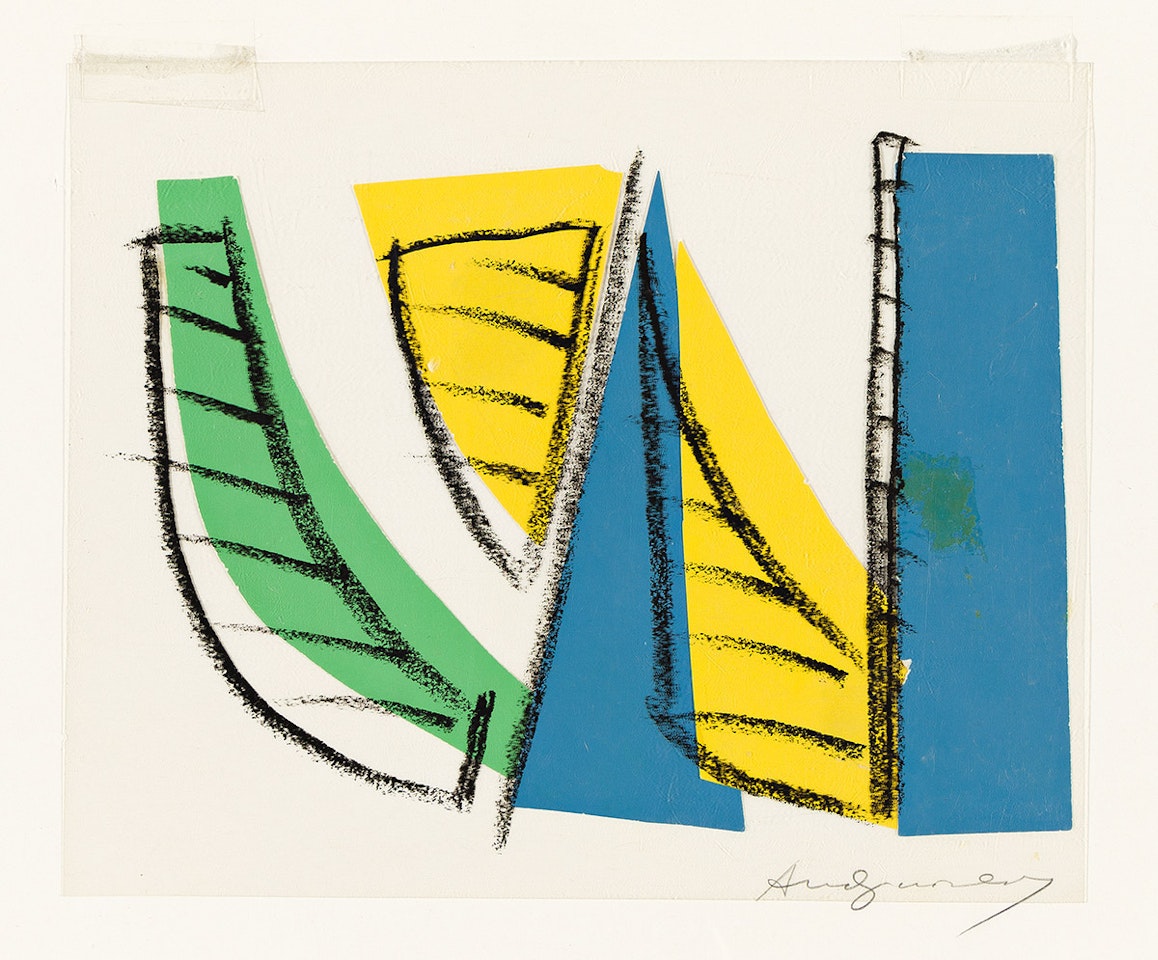 Maquette for "U.N. Stamp" (Green, Yellow, Blue) . by Andy Warhol