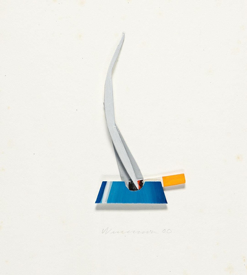Smoking Cigarette in Ashtray (Light Blue). by Tom Wesselmann