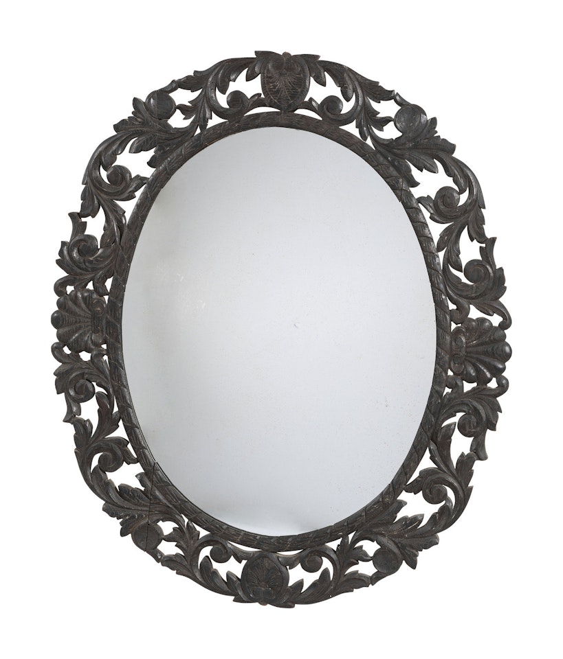 A Carved and Stained Pine Baroque Style Hall Mirror by Unknown (Baroque style)
