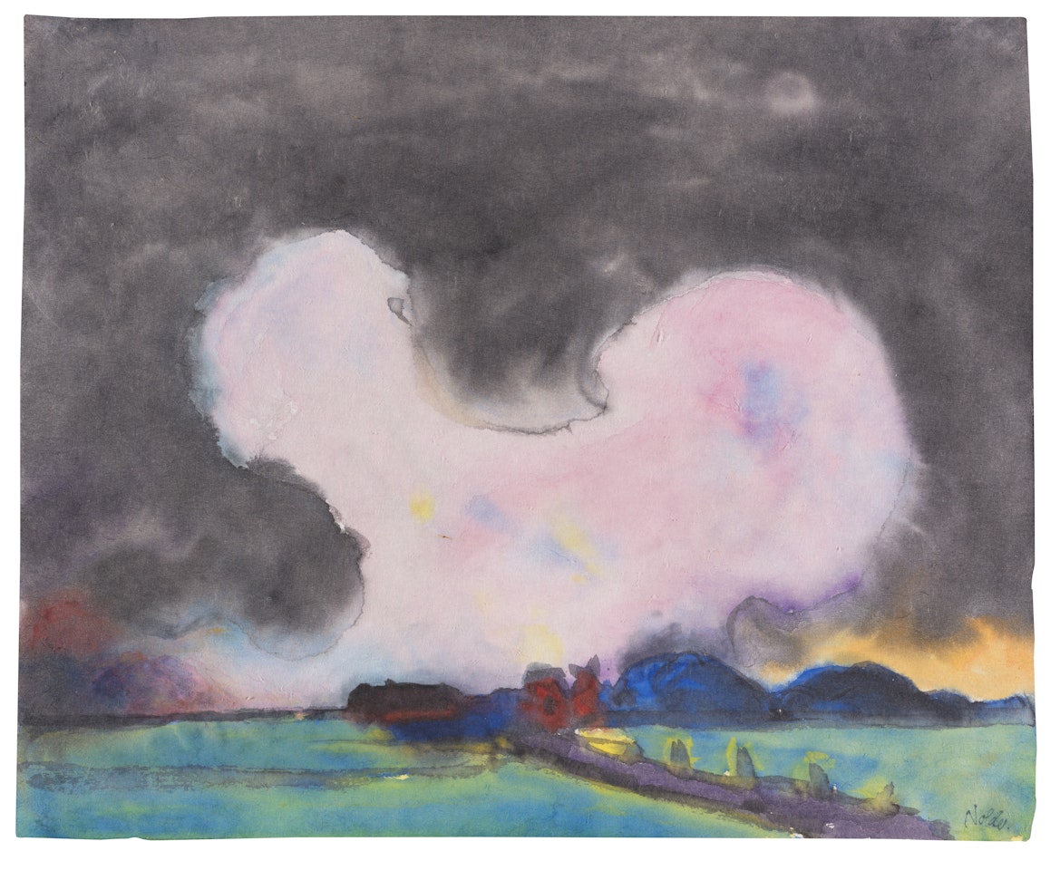 Rosa Wolke über der Marsch by Emil Nolde