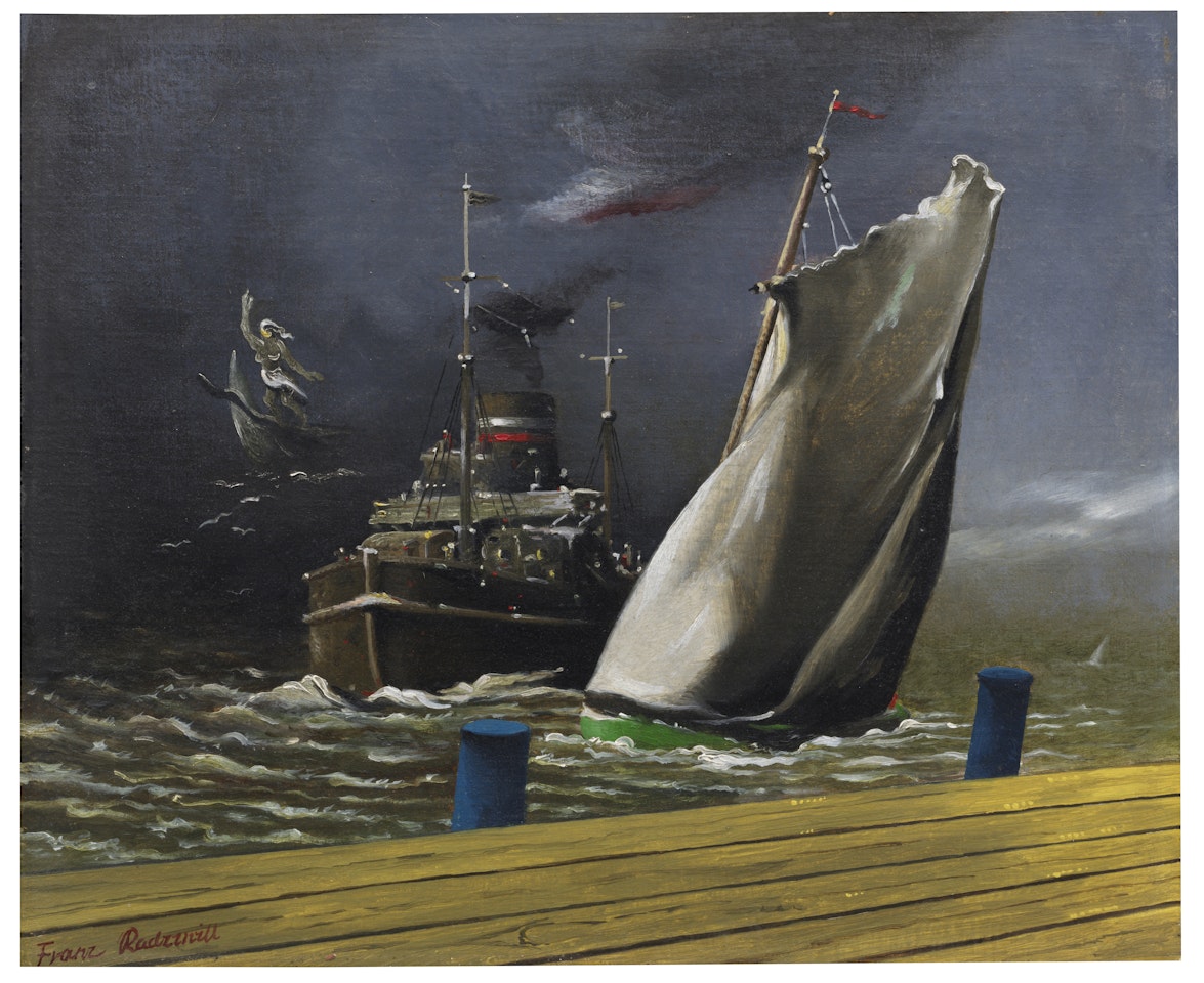 Dampfer, Zwischenraum und Segelschiff by Franz Radziwill
