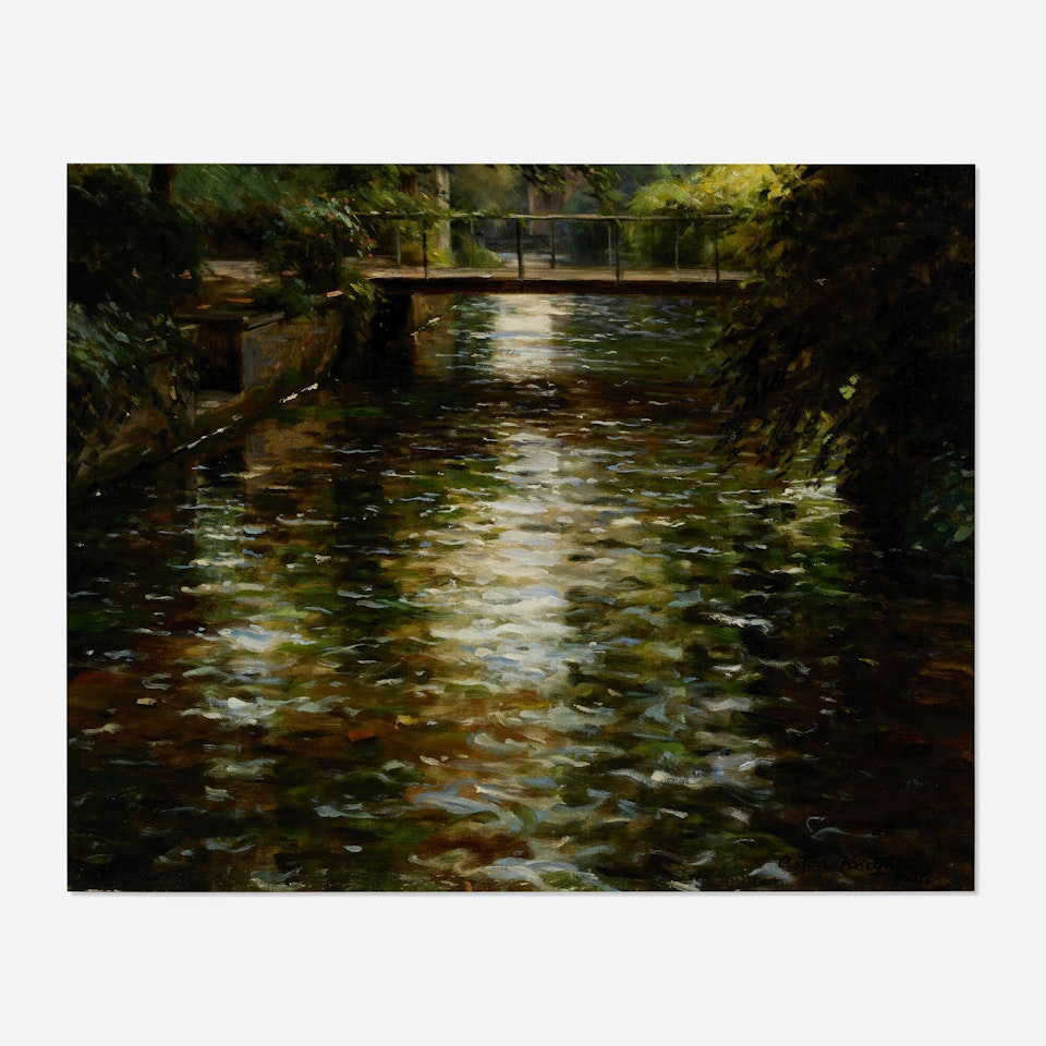 River with Bridge by Louis Aston Knight