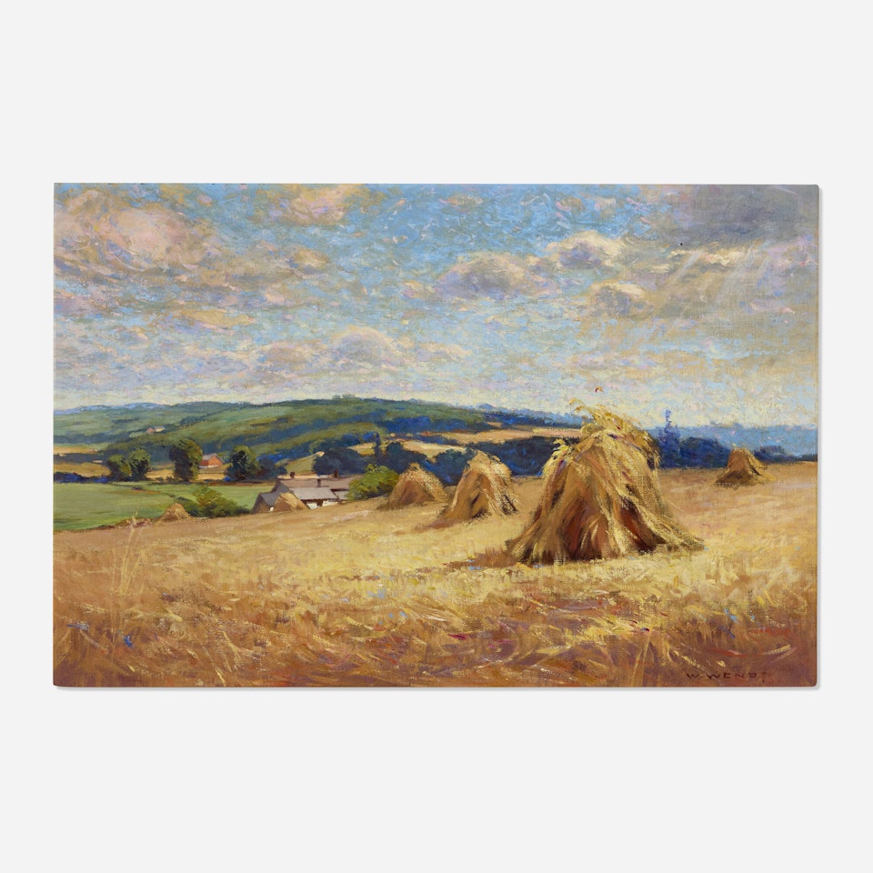 Haystacks, Fox River Valley, Illinois by William Wendt