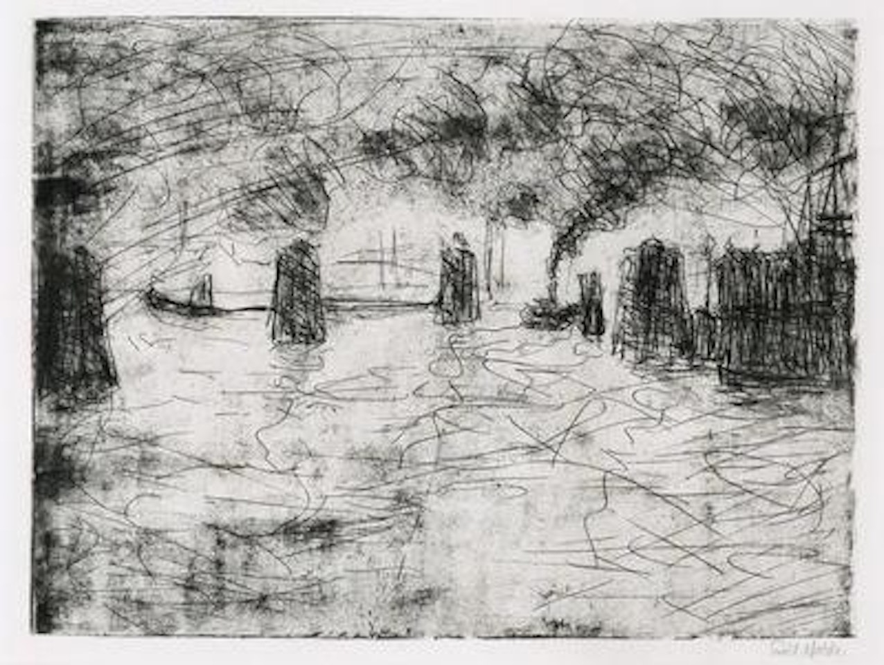 “Hamburg, milde Stimmung (Hamburg, Hafenstimmung)” by Emil Nolde