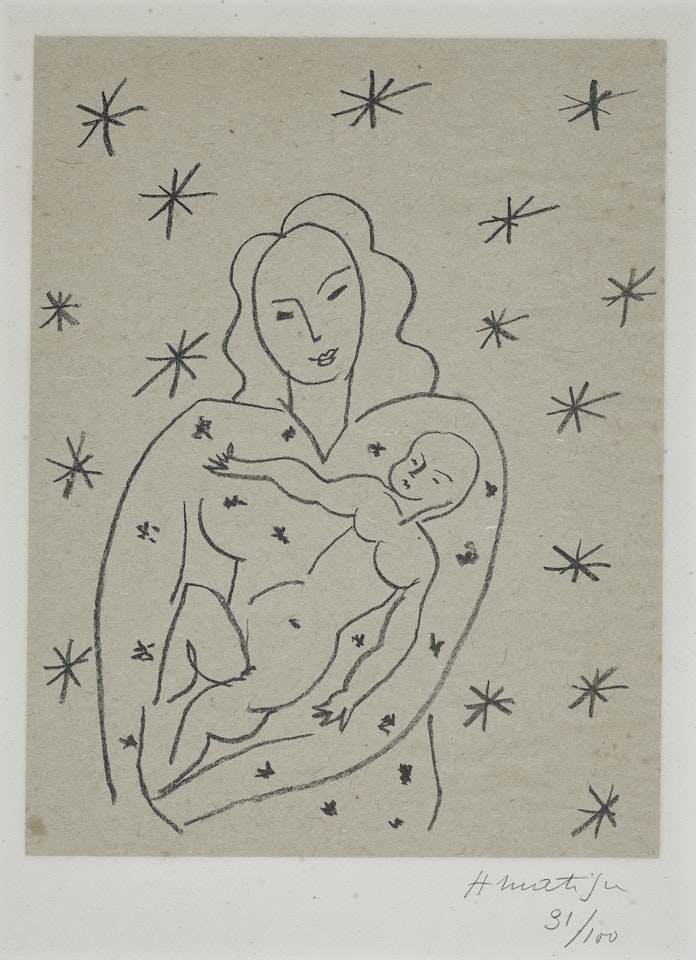 Vierge et enfant sur fond étoilé by Henri Matisse