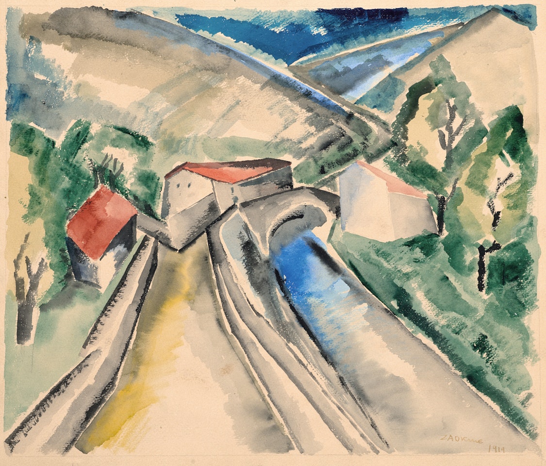 Paysage avec pont by Ossip Zadkine