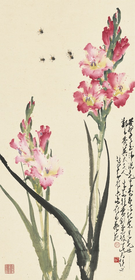 Gladiolus and Bees by Zhao Shao'ang