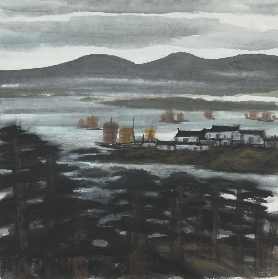Sailing on Riverbank by Lin Fengmian