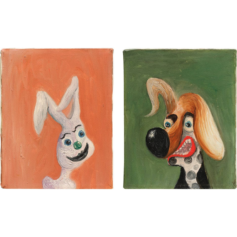 Two works: (i) Expecting Graces; (ii) Deciding Fates by George Condo