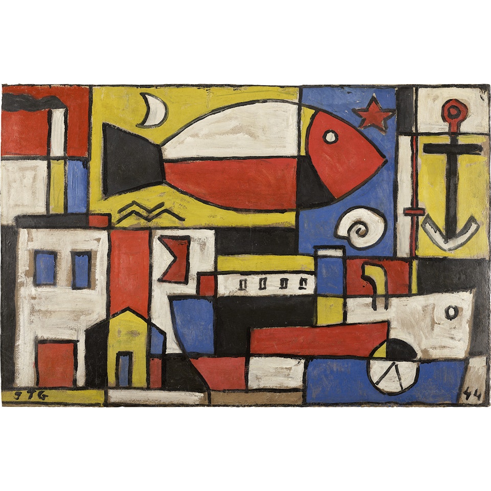 Construcción (boceto para el mural de Saint Bois) by Joaquín Torres-García