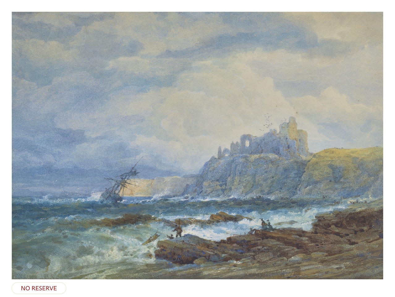 A ship in distress off Tantallon Castle, Scotland by Edward Duncan