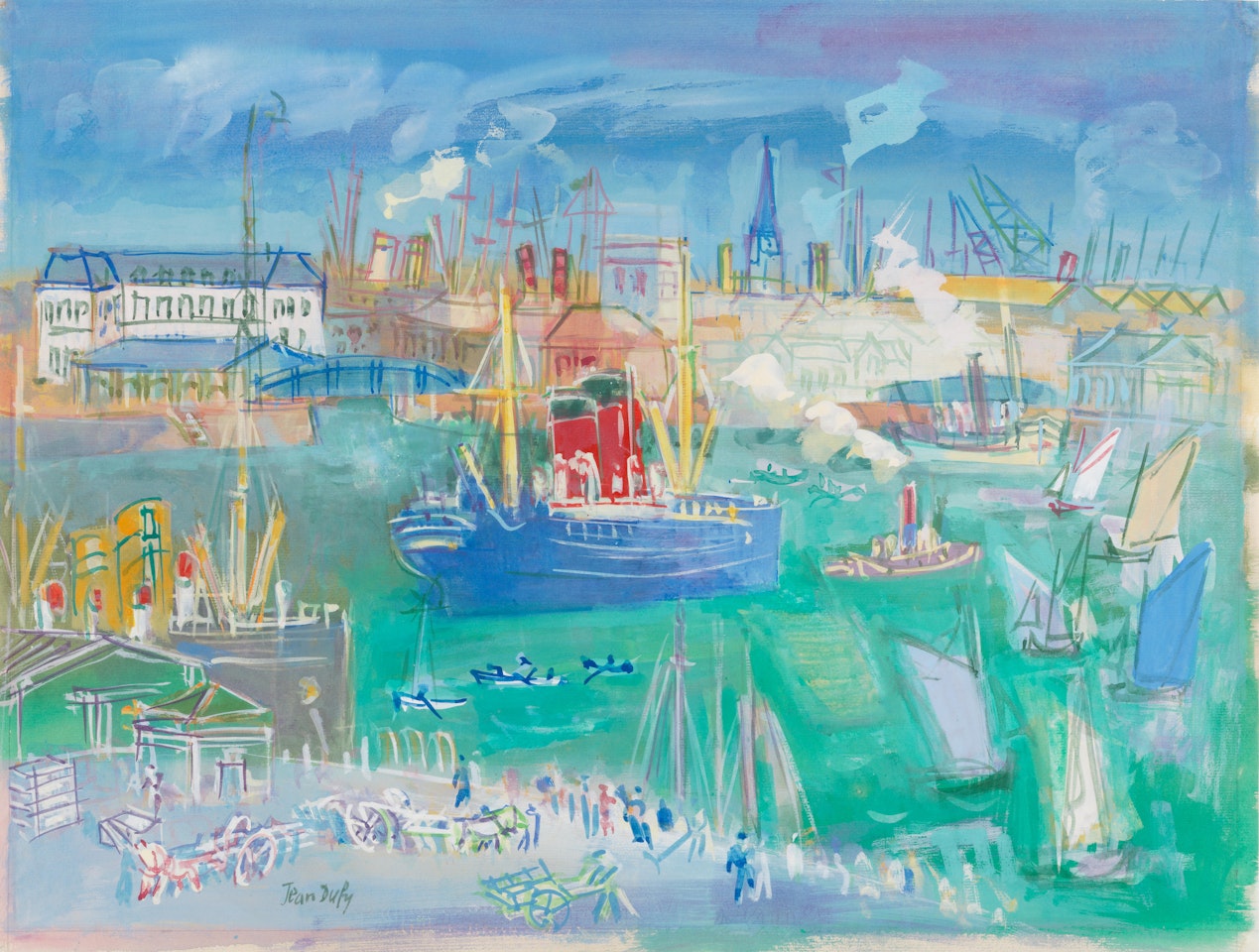 Le Havre, bassin de la manche vu du quai de Southampton by Jean Dufy